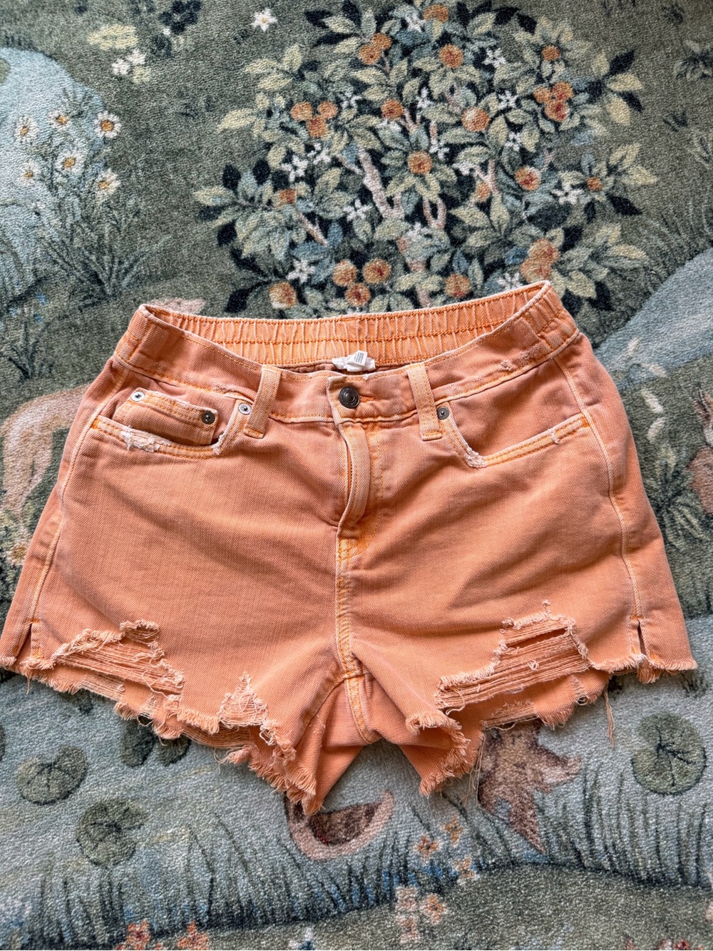 Aerie Orange Tangerine Denim Shorts size XS